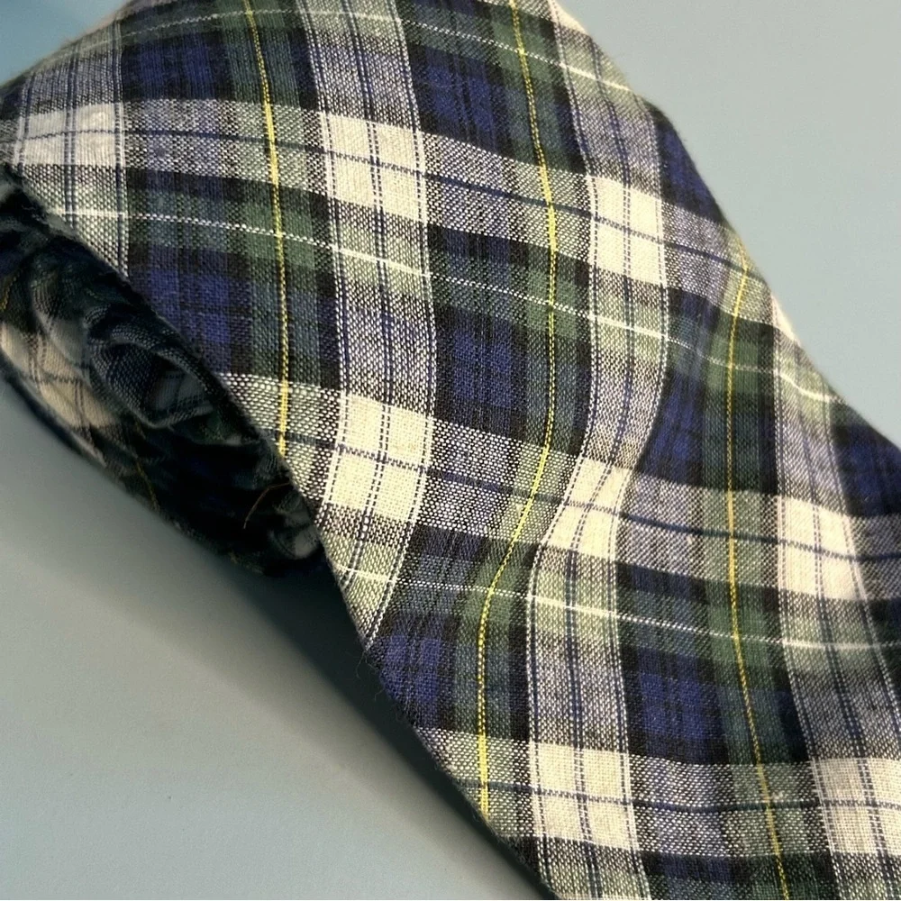 j.b. Herringbone Plaid Blue and Green 53” Tie